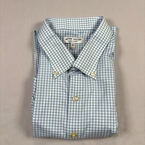 Peter Millar Shirt Mens XL Blue Plaid Summer Comfort Button Up Performance Golf